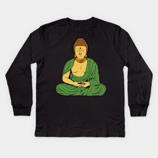 Peaceful Buddhist Monk Kids Long Sleeve T-Shirt